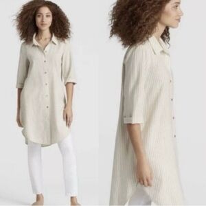 Eileen Fisher Organic Cotton Hemp Button Down Shirt  Dress